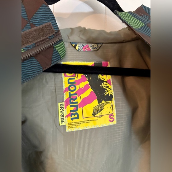 Burton DryRide Snowboarding Jacket Men's Size S Brown Green Check Polyester - Picture 10 of 13